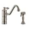 Whitehaus Sgl Lever Faucet W/ Traditional Swivel Spout And Brass Side Spray, Nckl WHKTSL3-2200-NT-BN - alternate 2